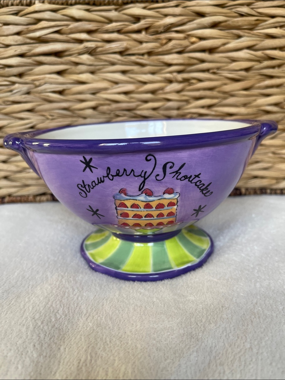 Certified International Footed 6” Purple Bowl with Handles